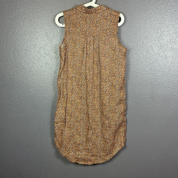 Tahari Sleeveless Linen Shirt Dress Suze Small Cheetah Print Brown Hi Low - Picture 2 of 5